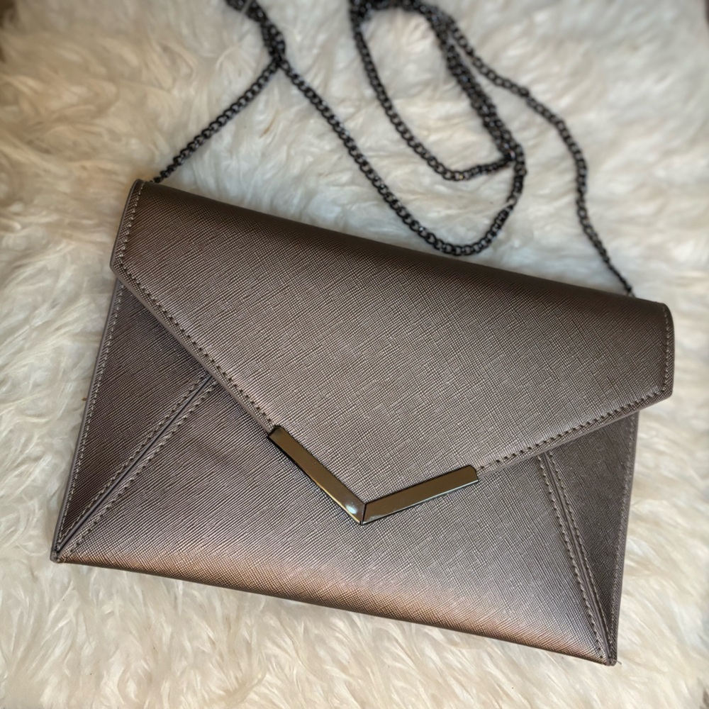 DEXMAY ENVELOPE CLUTCH CROSSBODY HANDBAG IN METALLIC FAUX PU LEATHER - Picture 10 of 10